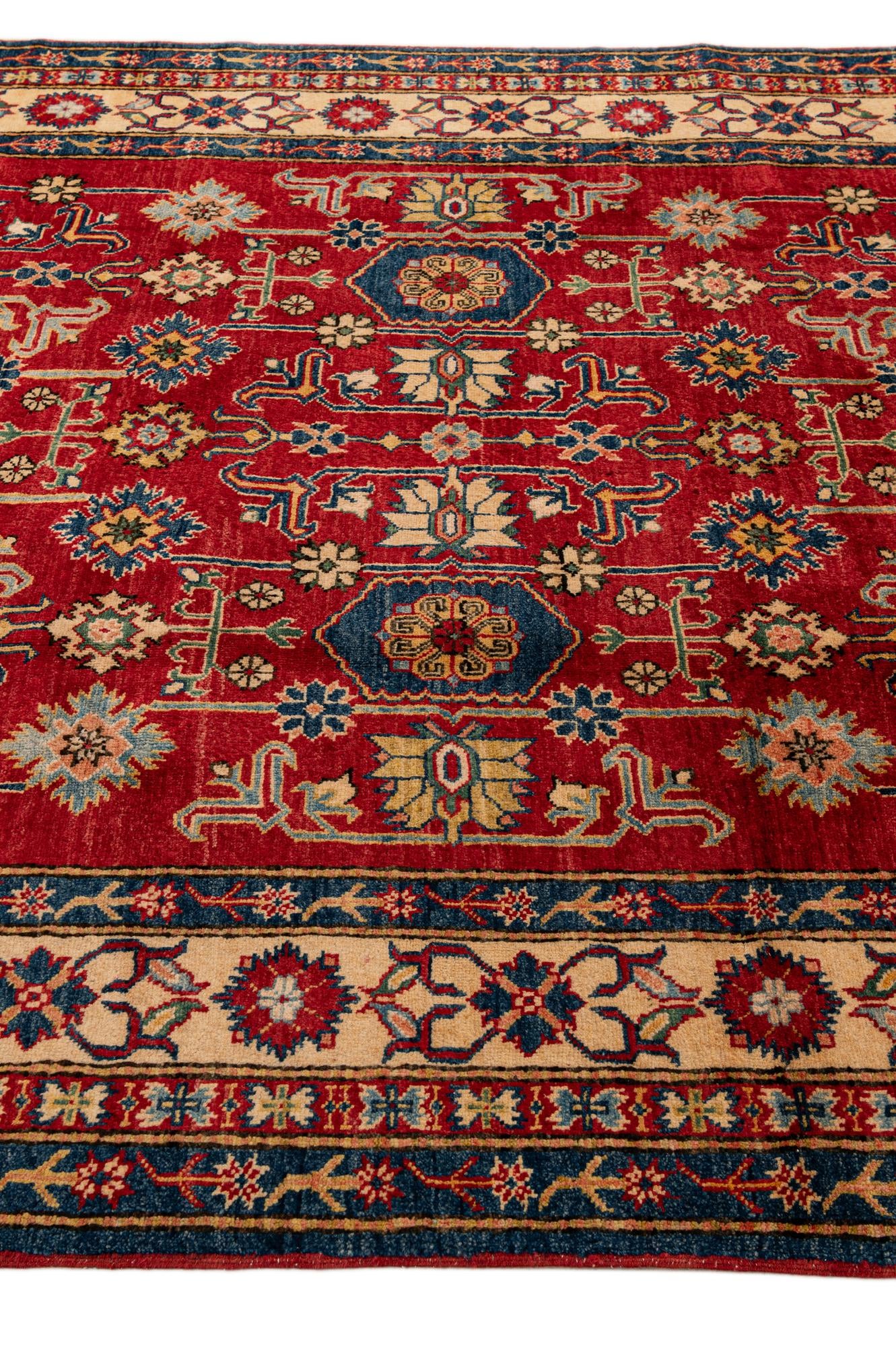 6' 2 x 8' 6 Hand Knotted Kazak Wool Rug