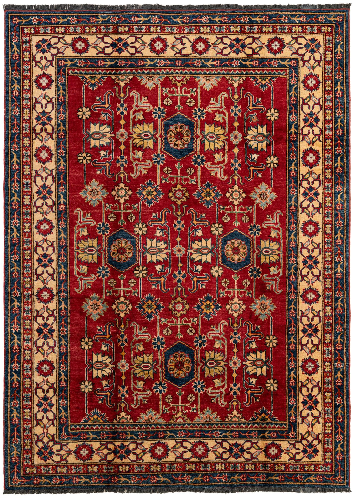 6' 2 x 8' 6 Hand Knotted Kazak Wool Rug