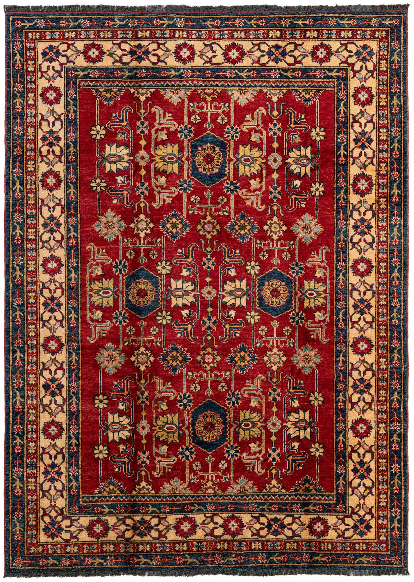 6' 2 x 8' 6 Hand Knotted Kazak Wool Rug