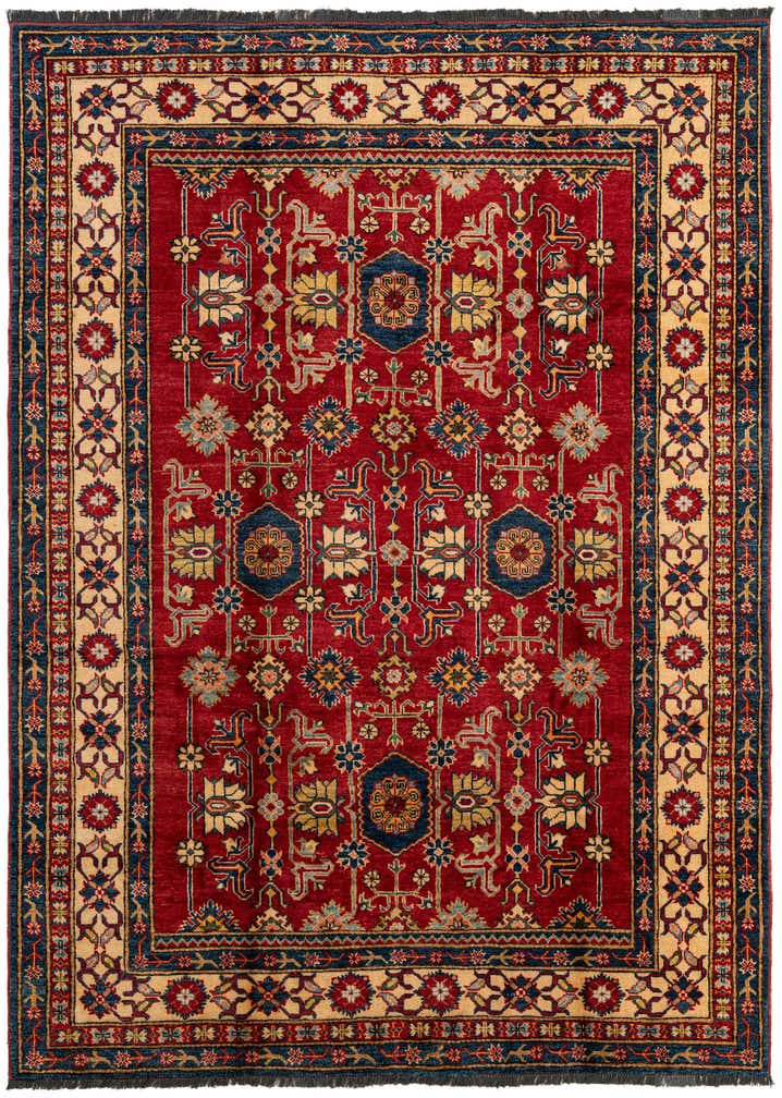 6' 2 x 8' 6 Hand Knotted Kazak Wool Rug