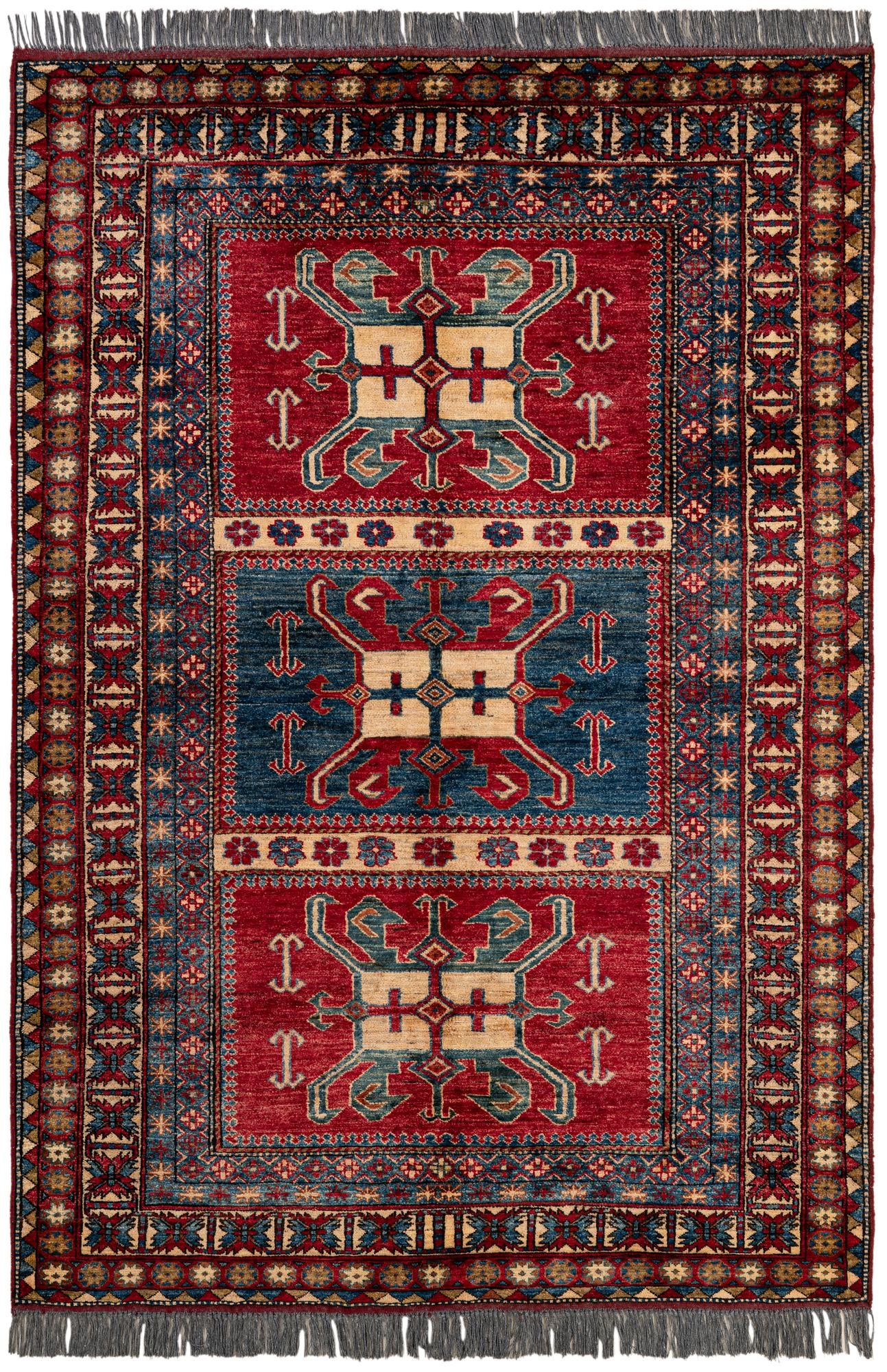 5' 1 x 7' 5 Hand Knotted Kazak Wool Rug