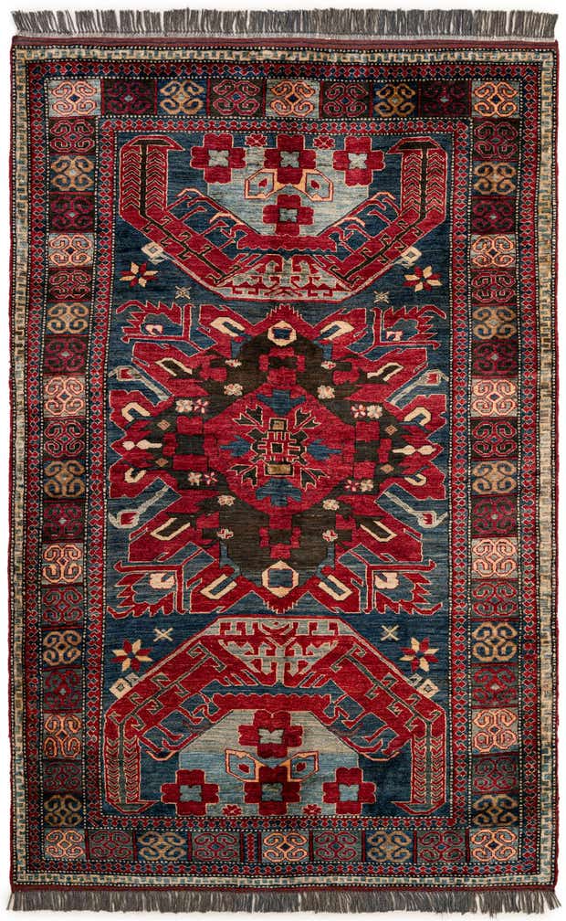5' x 7' 9 Hand Knotted Kazak Wool Rug