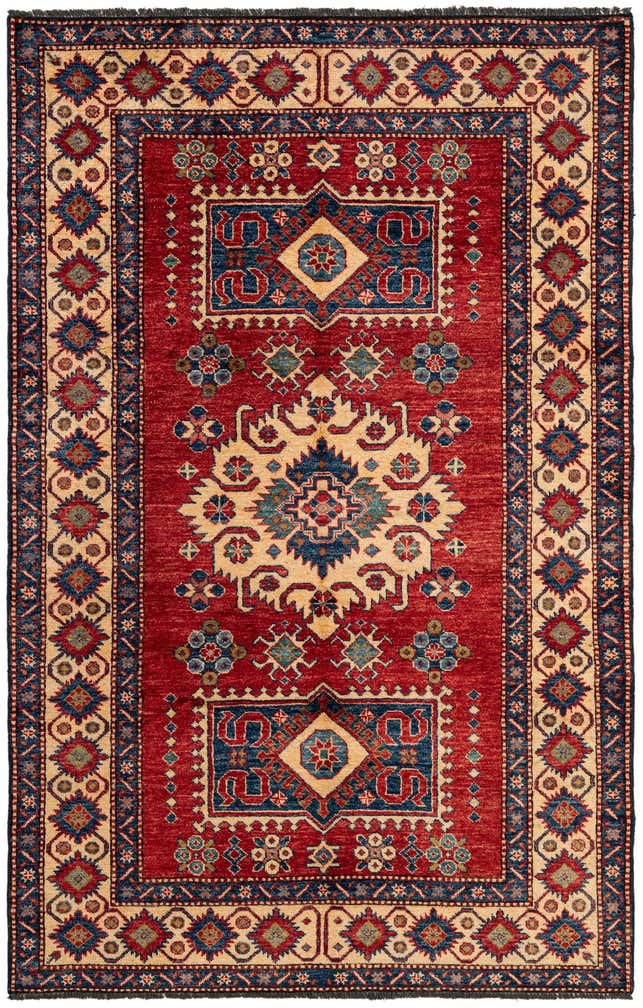 4' 5 x 6' 10 Hand Knotted Kazak Wool Rug
