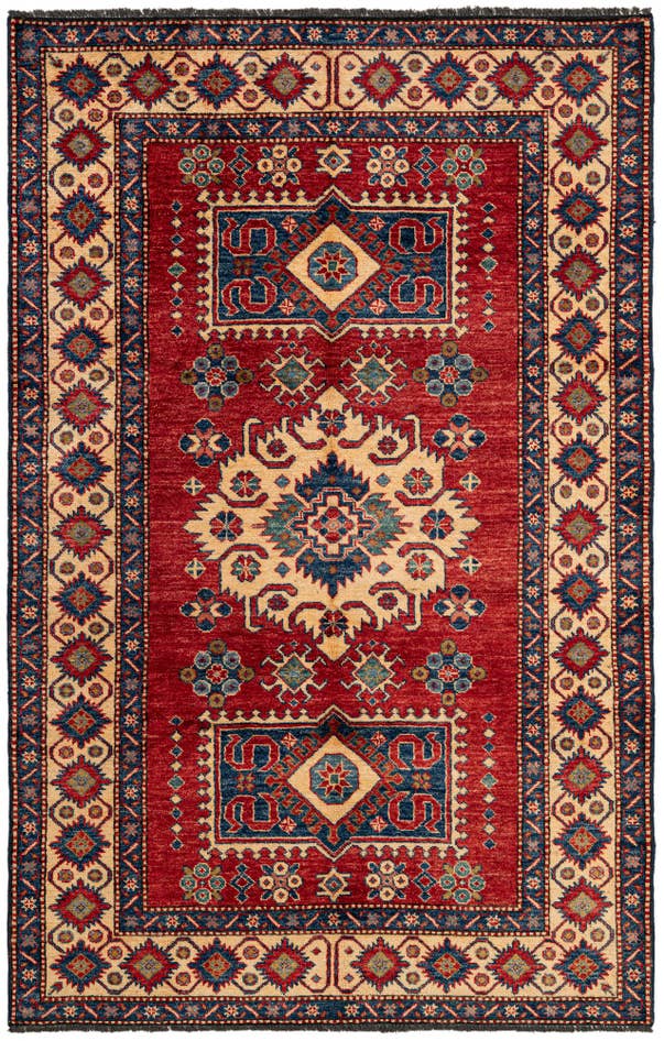 Detail image of 4' 5 x 6' 10 Hand Knotted Kazak Wool Rug
