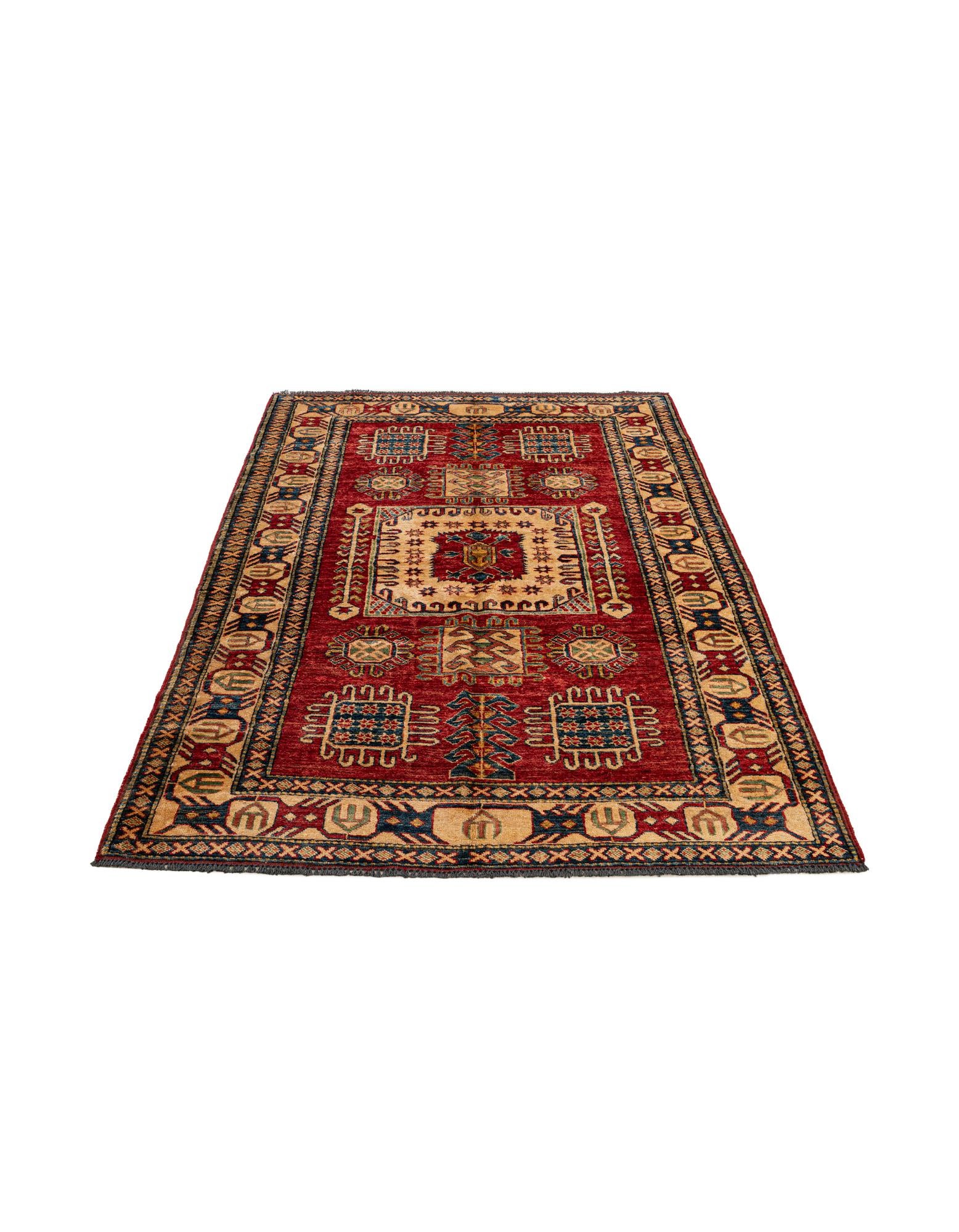 4' 4 x 6' 6 Hand Knotted Kazak Wool Rug