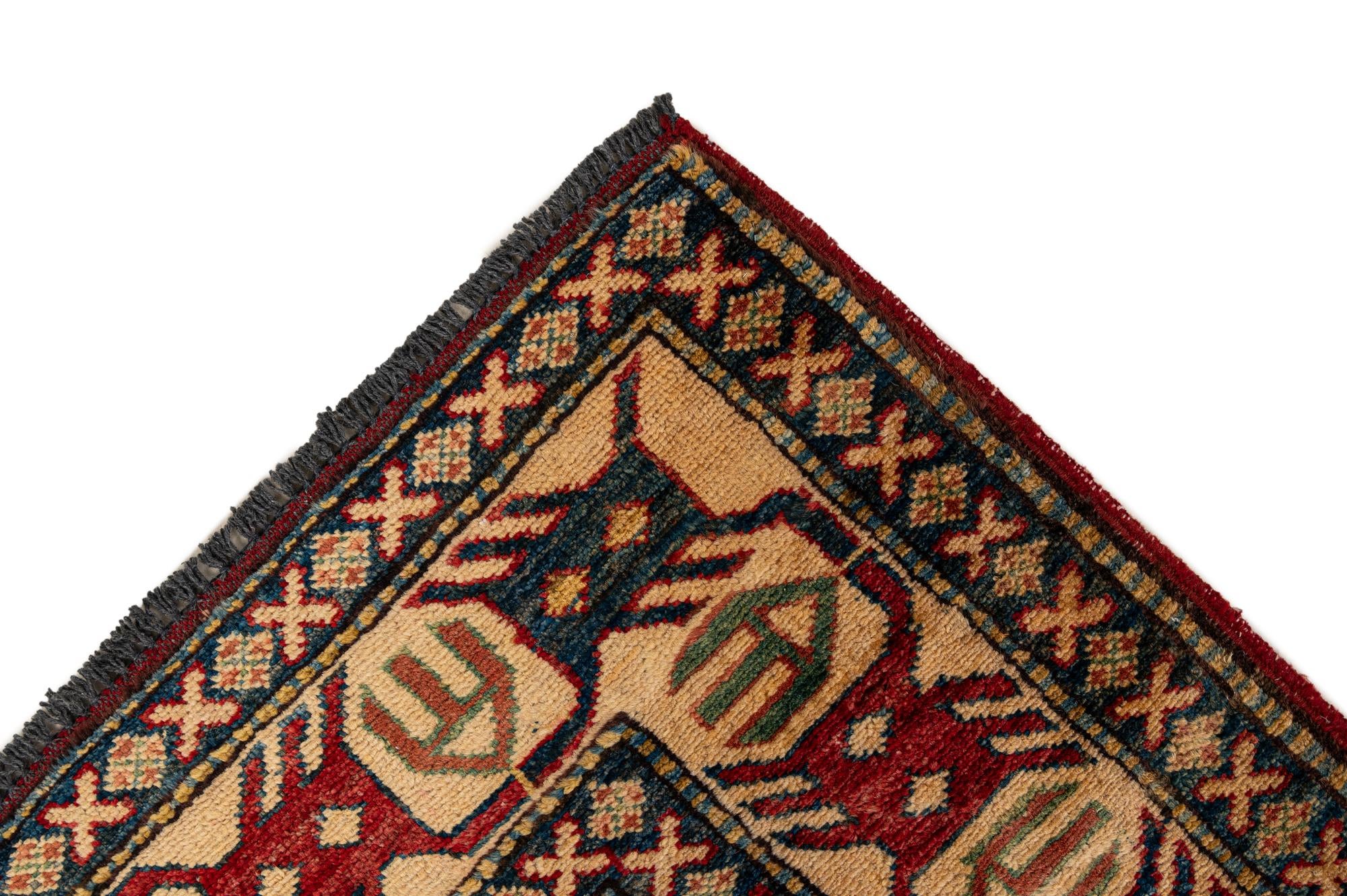 4' 4 x 6' 6 Hand Knotted Kazak Wool Rug