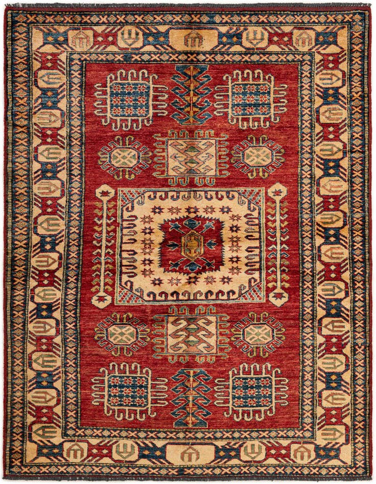 Detail image of 4' 4 x 6' 6 Hand Knotted Kazak Wool Rug