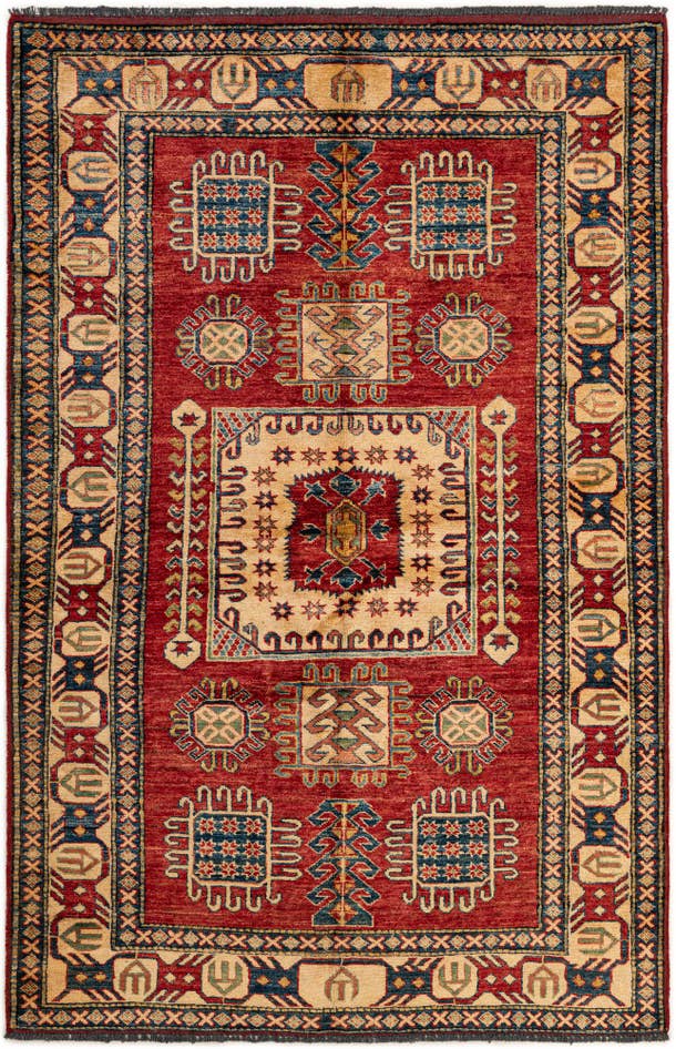 Detail image of 4' 4 x 6' 6 Hand Knotted Kazak Wool Rug