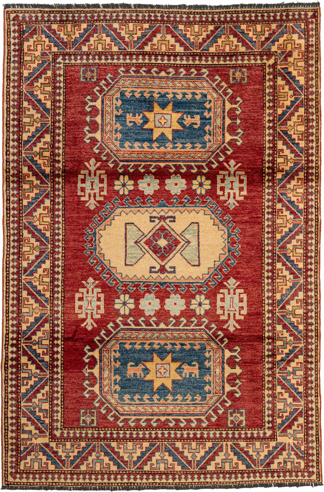 4' 4 x 6' 6 Hand Knotted Kazak Wool Rug
