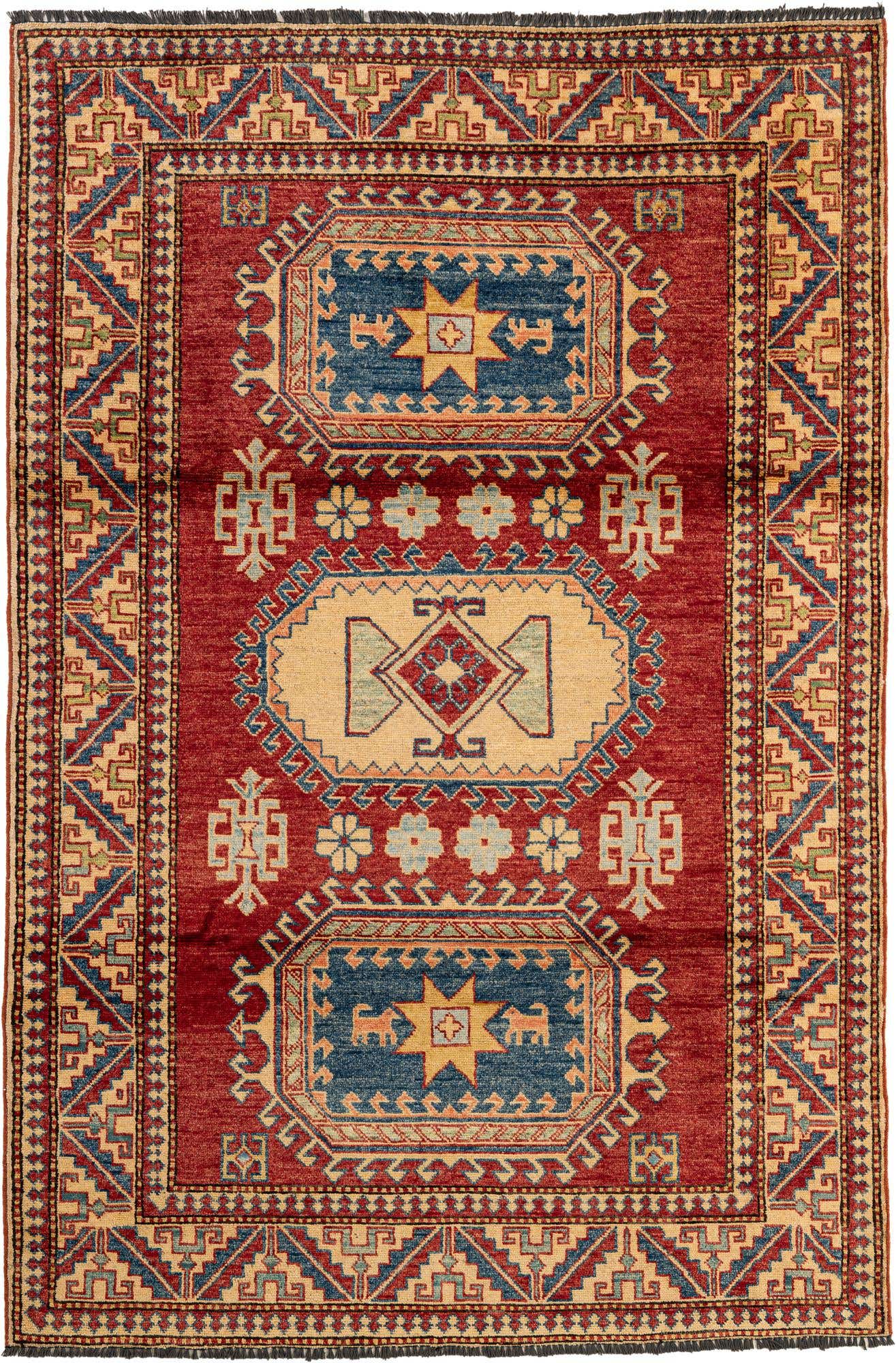 4' 4 x 6' 6 Hand Knotted Kazak Wool Rug