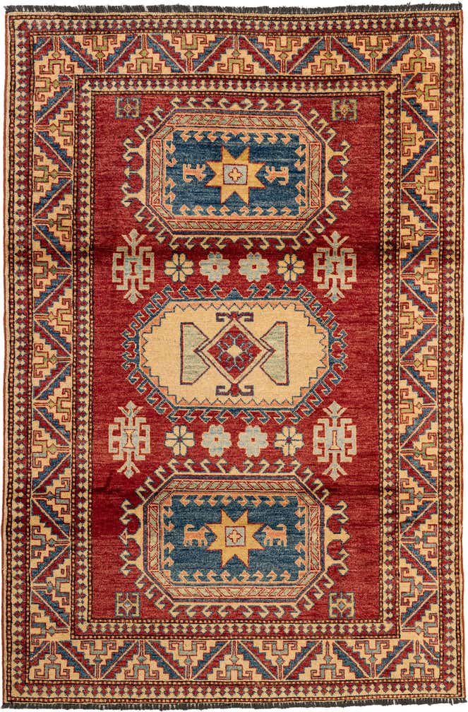 4' 4 x 6' 6 Hand Knotted Kazak Wool Rug