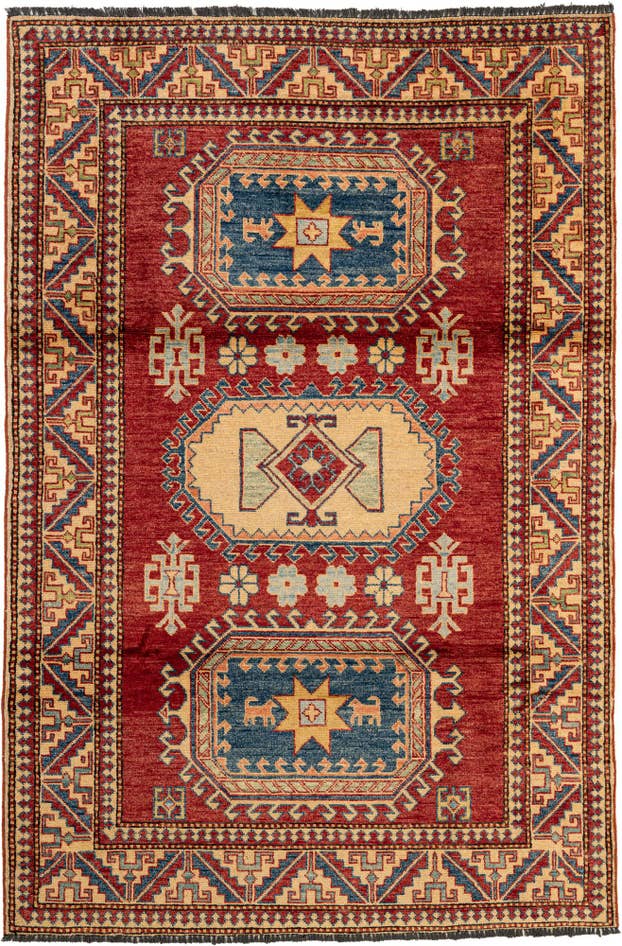 Detail image of 4' 4 x 6' 6 Hand Knotted Kazak Wool Rug