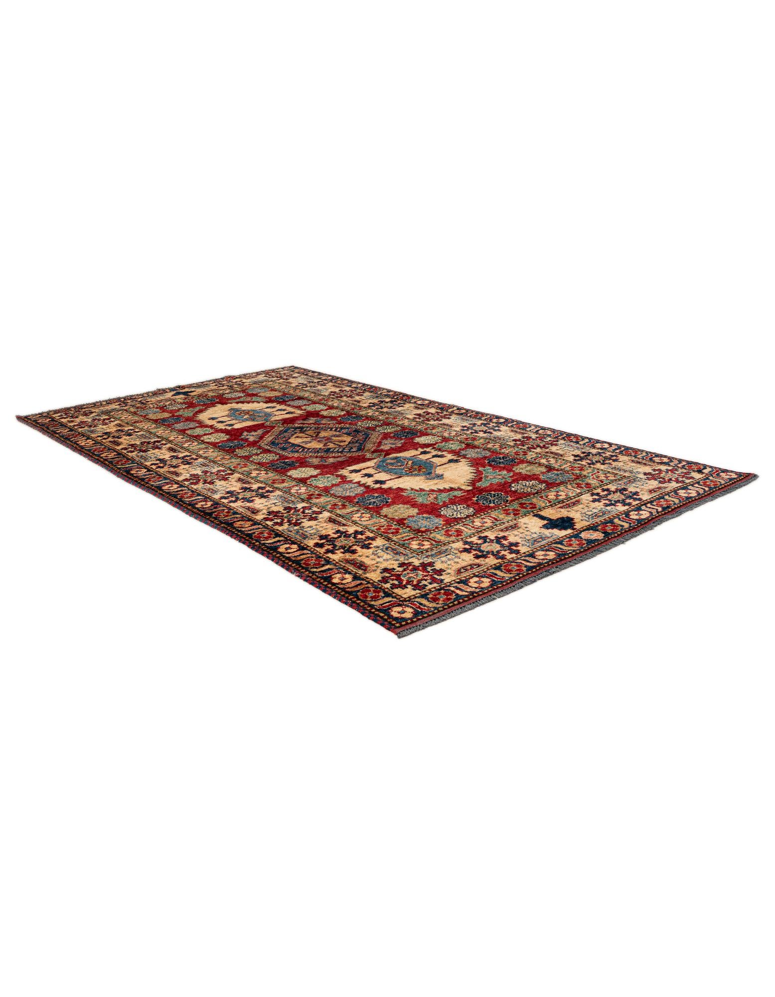 4' 2 x 7' 4 Hand Knotted Kazak Wool Rug
