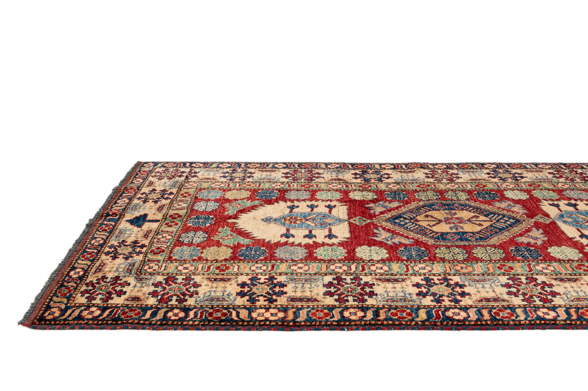 4' 2 x 7' 4 Hand Knotted Kazak Wool Rug