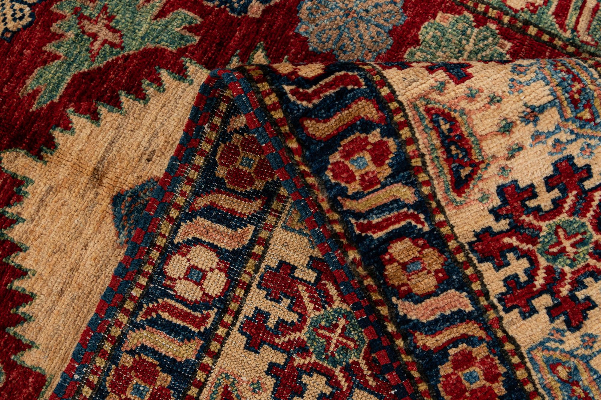 4' 2 x 7' 4 Hand Knotted Kazak Wool Rug