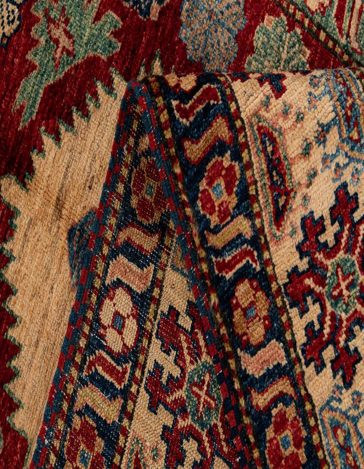 Detail image of 4' 2 x 7' 4  Hand Knotted Kazak Wool Rug