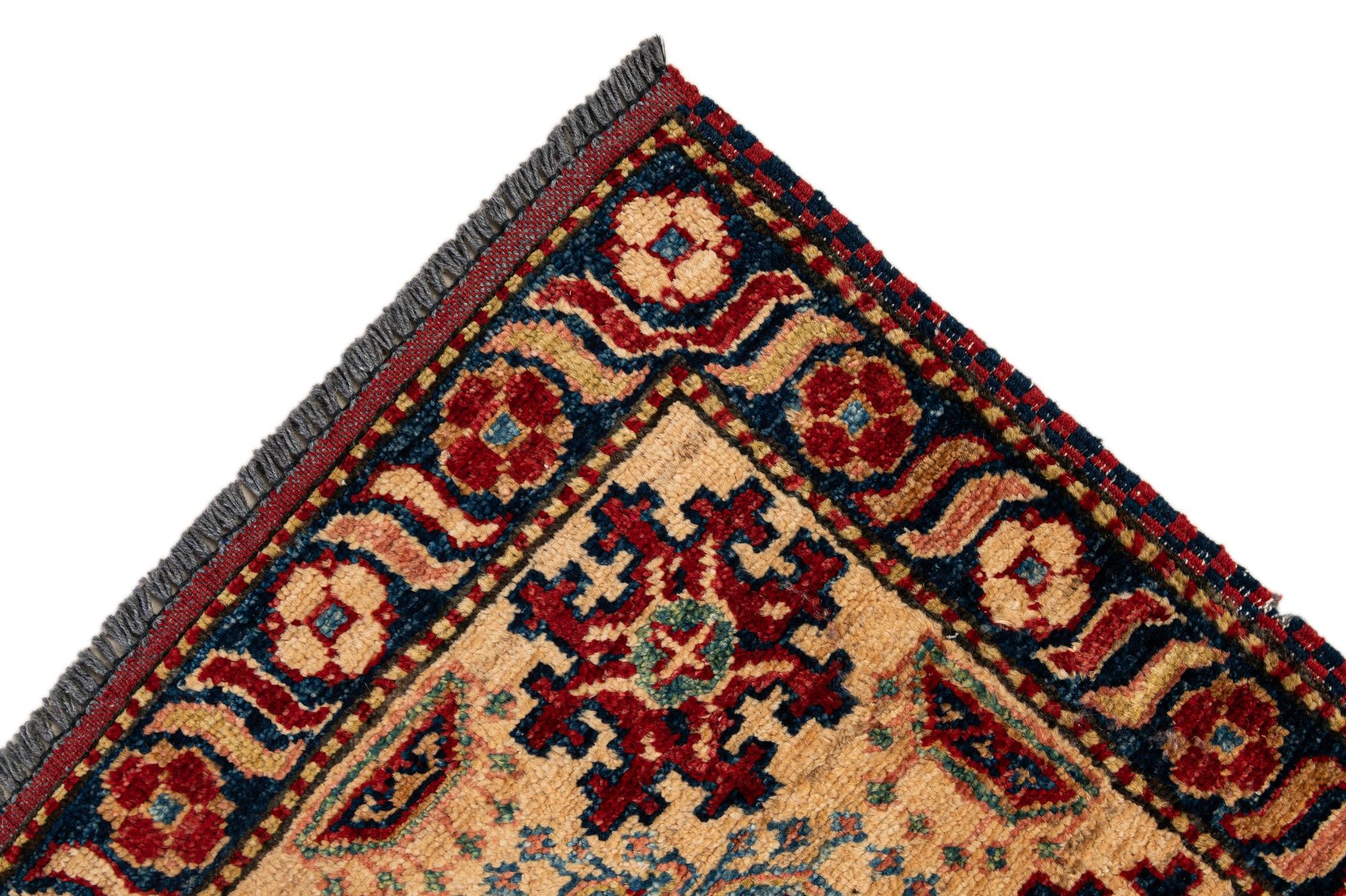 4' 2 x 7' 4 Hand Knotted Kazak Wool Rug