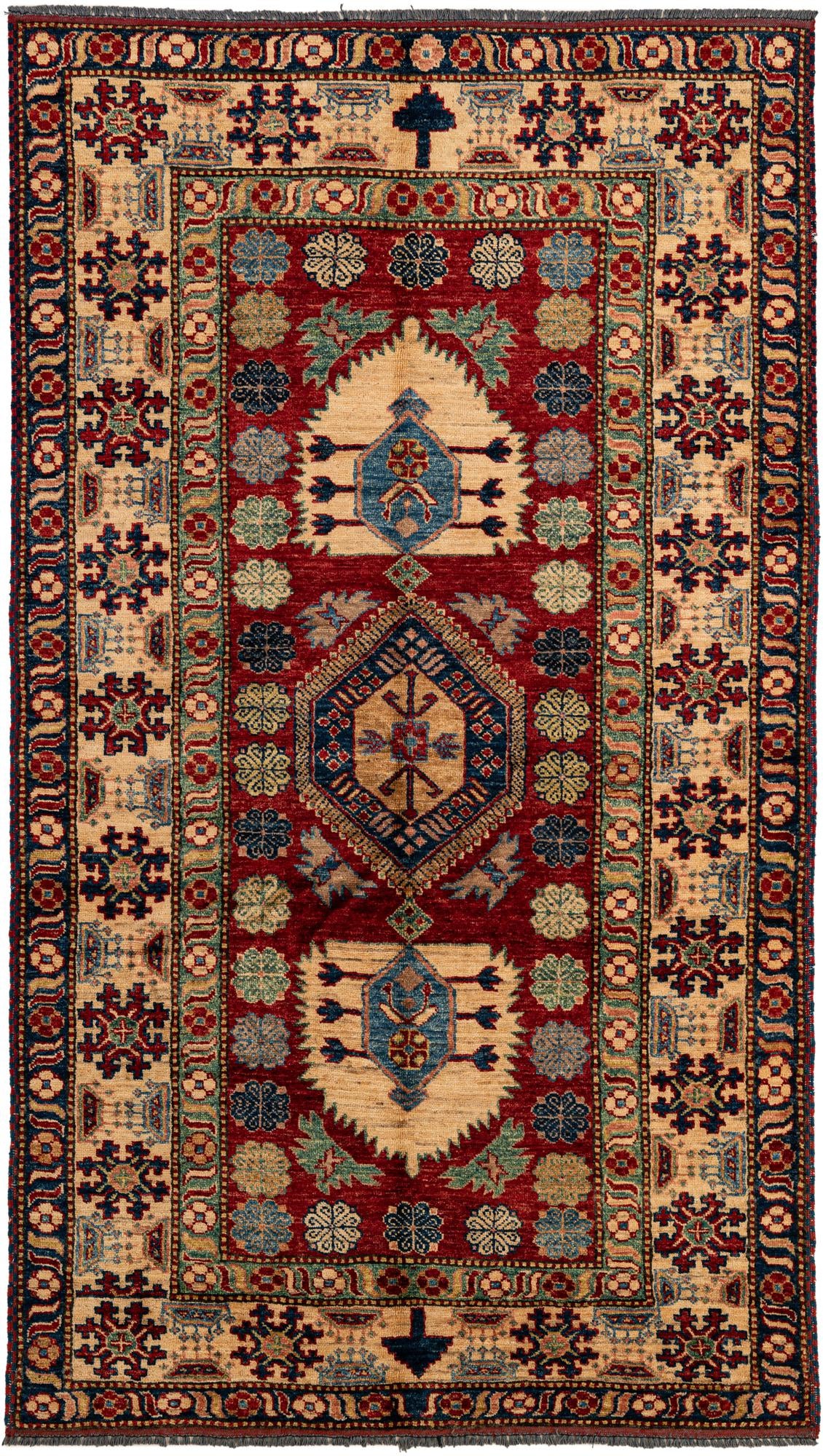 4' 2 x 7' 4 Hand Knotted Kazak Wool Rug