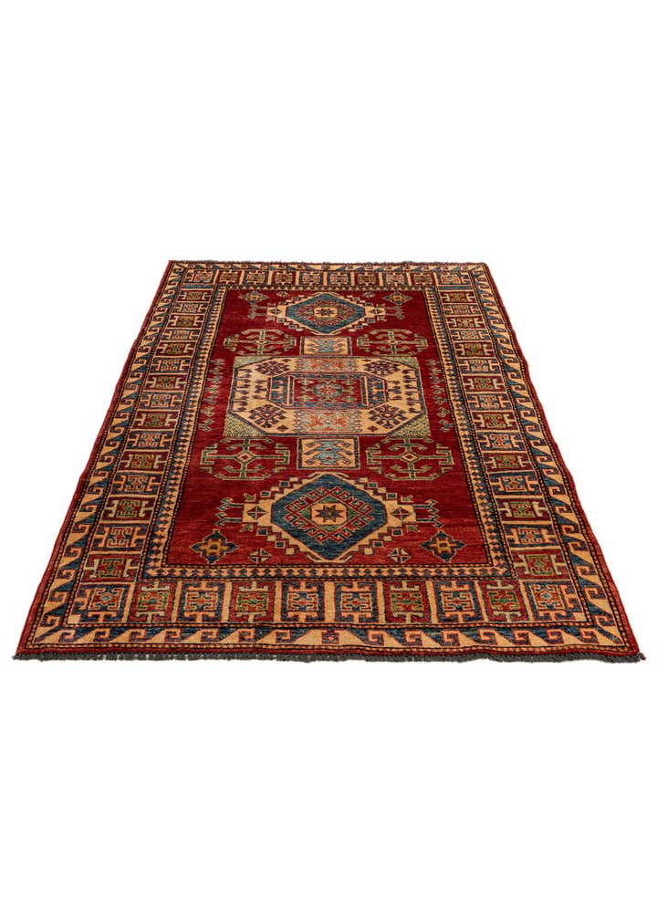 4' 3 x 6' 1 Hand Knotted Kazak Wool Rug