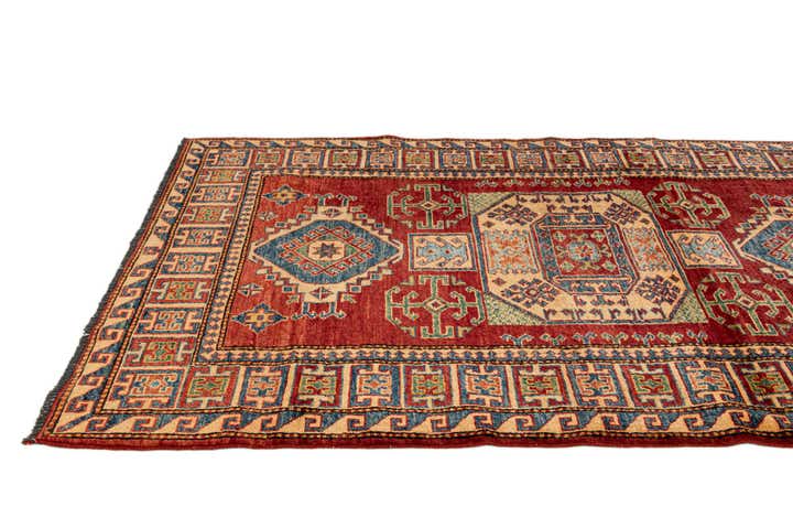 4' 3 x 6' 1 Hand Knotted Kazak Wool Rug