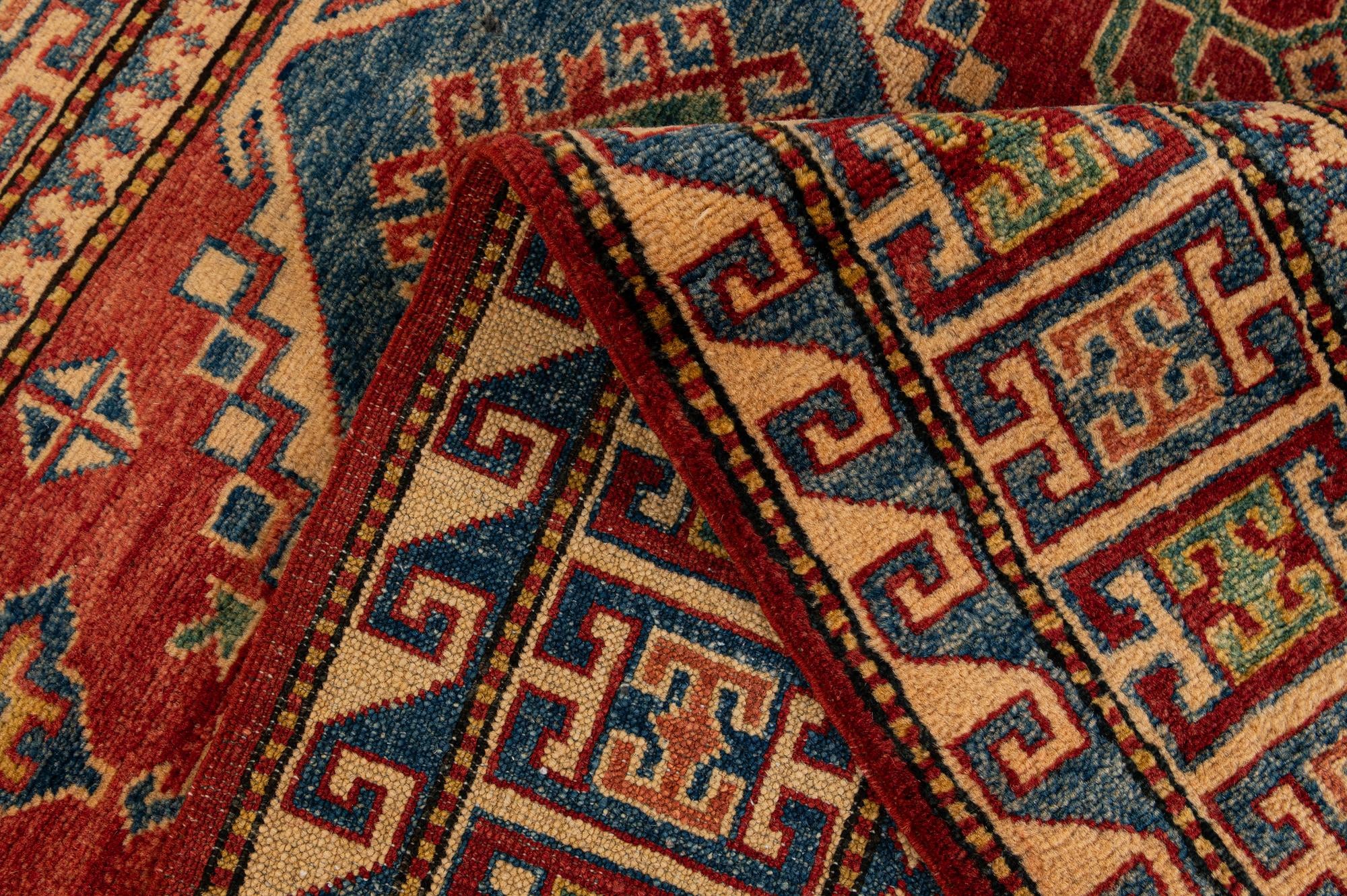 4' 3 x 6' 1 Hand Knotted Kazak Wool Rug