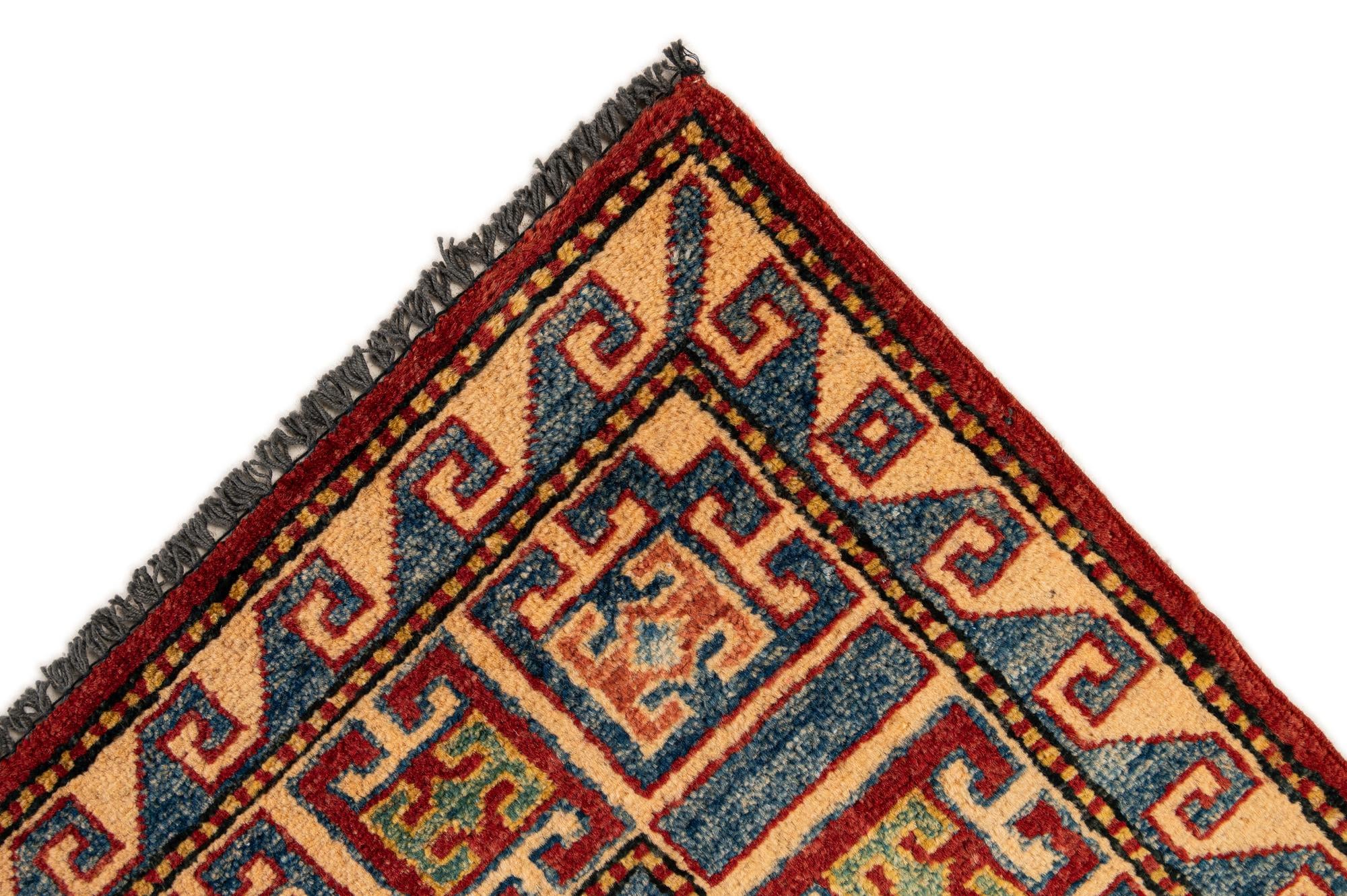4' 3 x 6' 1 Hand Knotted Kazak Wool Rug
