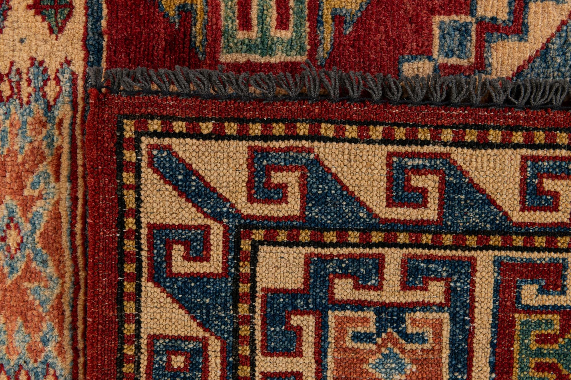 4' 3 x 6' 1 Hand Knotted Kazak Wool Rug