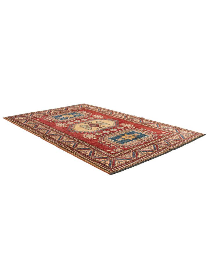 4' 5 x 6' 10 Hand Knotted Kazak Wool Rug