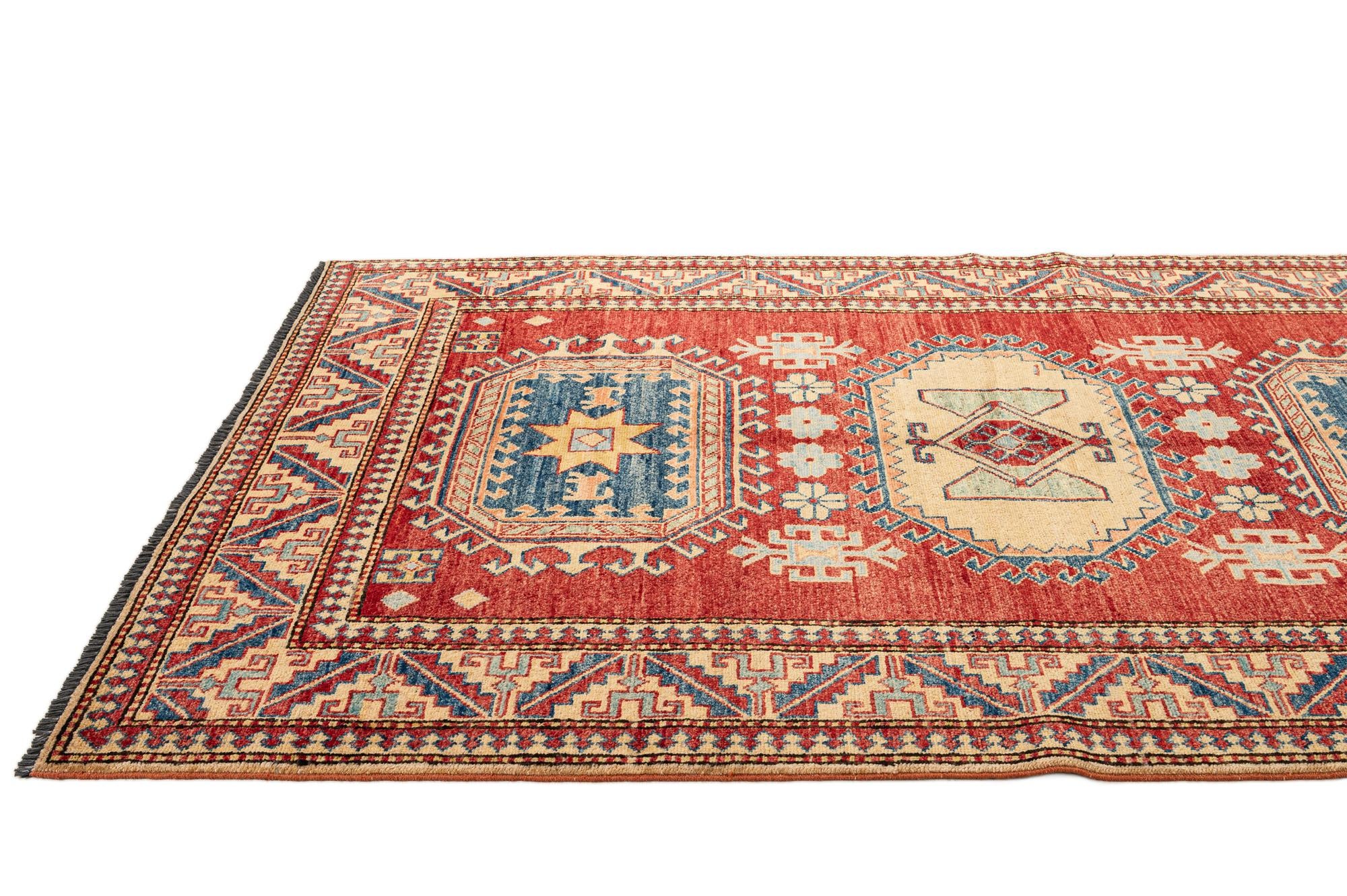 4' 5 x 6' 10 Hand Knotted Kazak Wool Rug