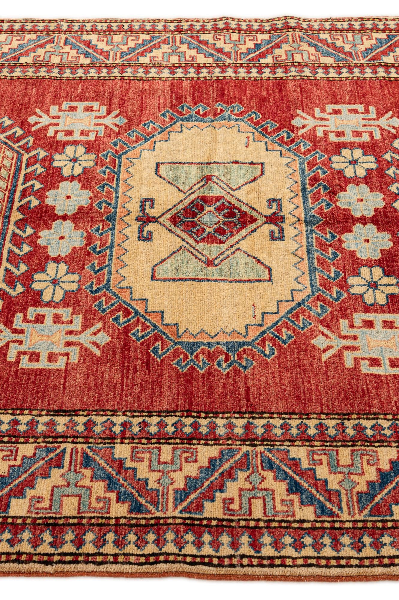 4' 5 x 6' 10 Hand Knotted Kazak Wool Rug
