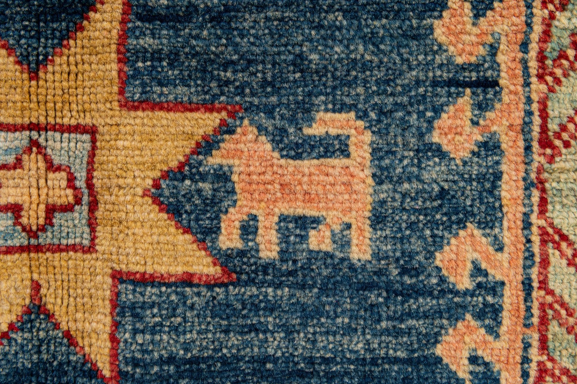 4' 5 x 6' 10 Hand Knotted Kazak Wool Rug