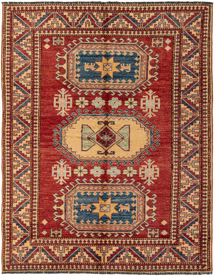 Detail image of 4' 5 x 6' 10 Hand Knotted Kazak Wool Rug