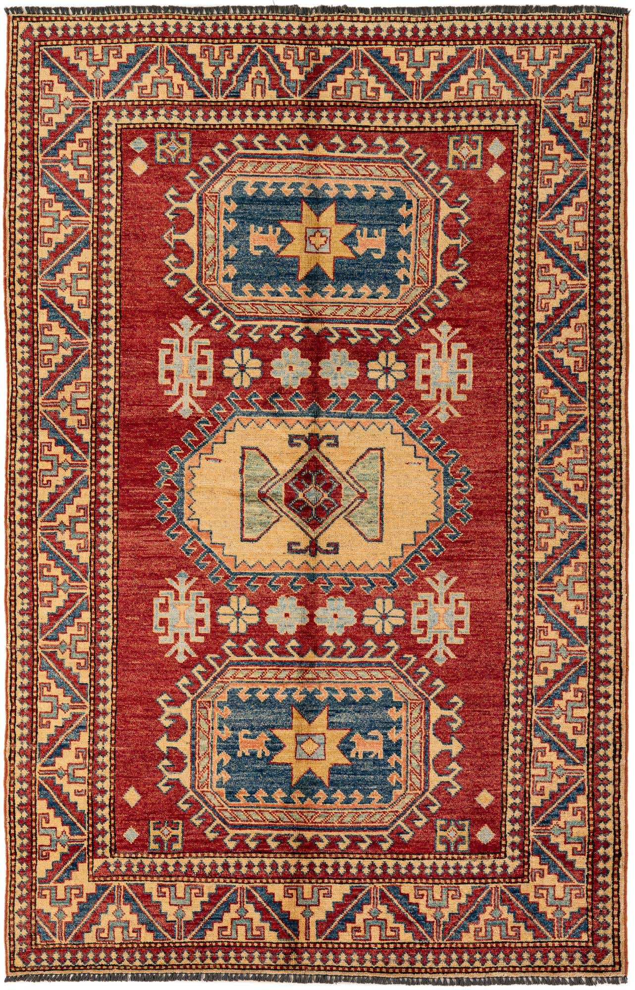 4' 5 x 6' 10 Hand Knotted Kazak Wool Rug
