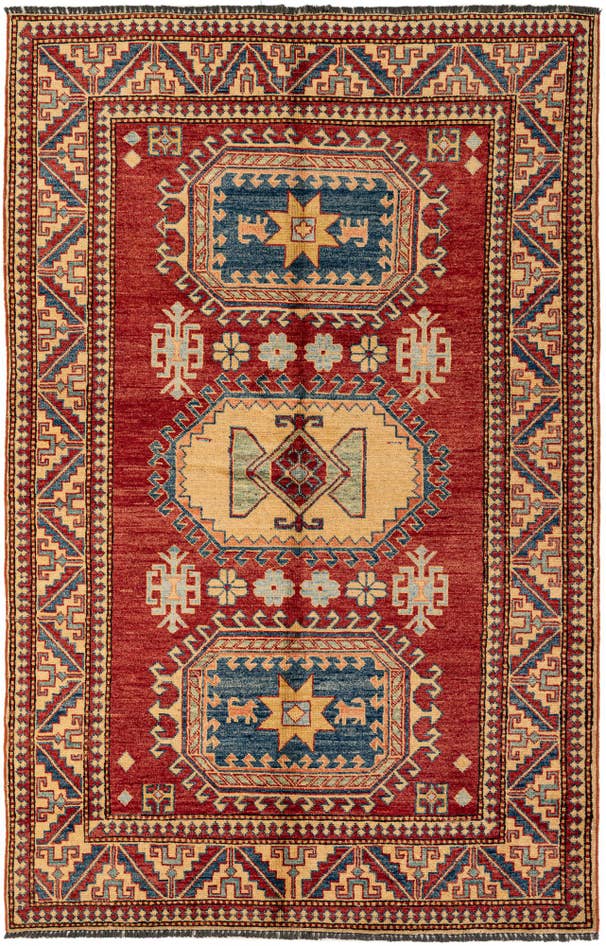 Detail image of 4' 5 x 6' 10 Hand Knotted Kazak Wool Rug