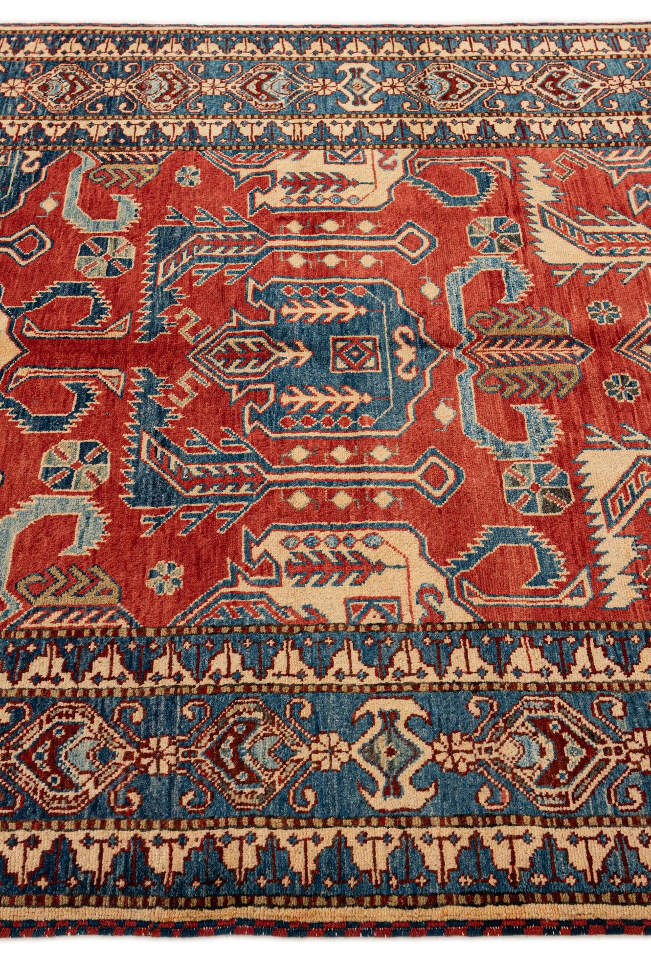 5' 2 x 6' 9 Hand Knotted Kazak Wool Rug