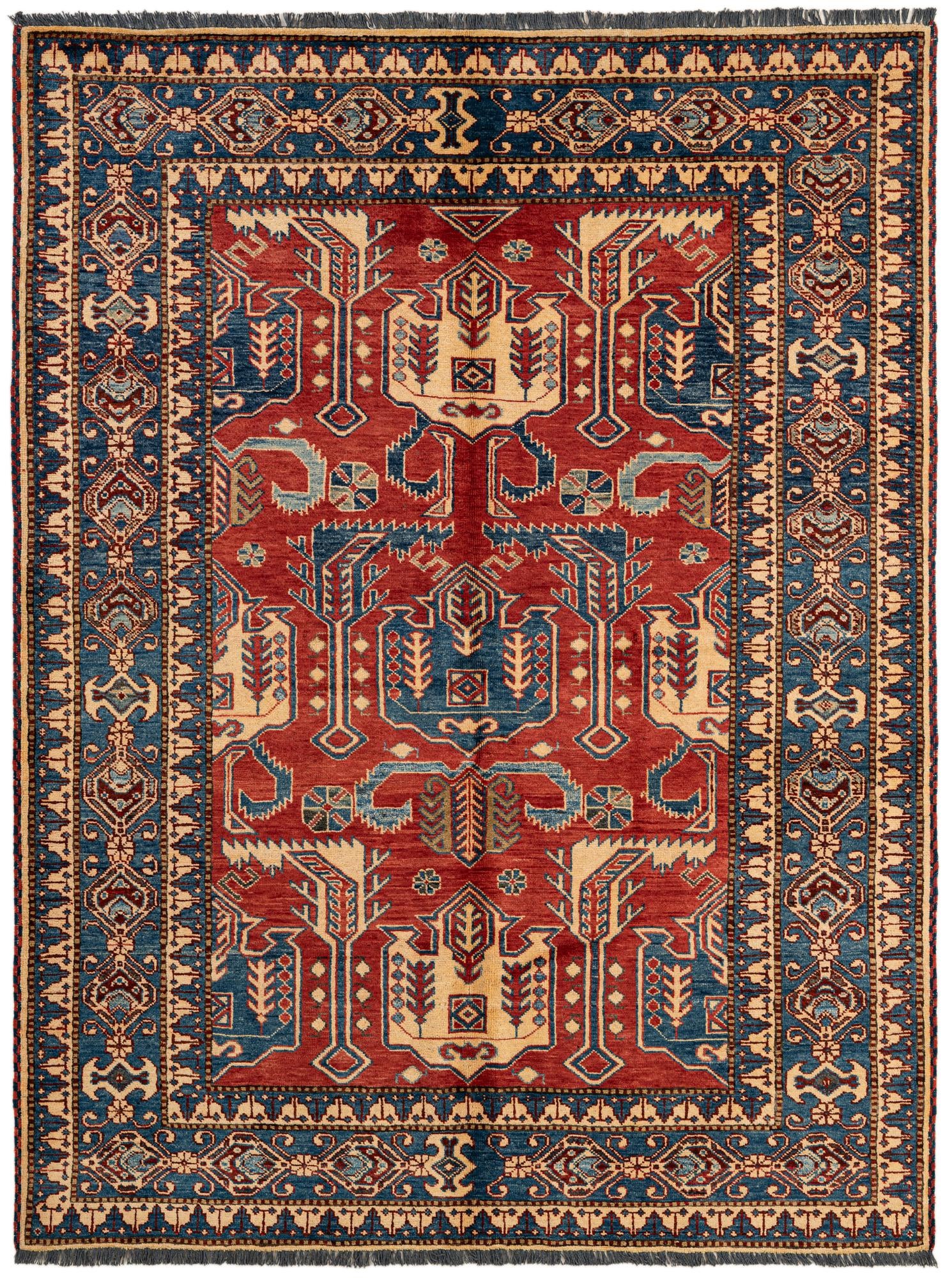 5' 2 x 6' 9 Hand Knotted Kazak Wool Rug