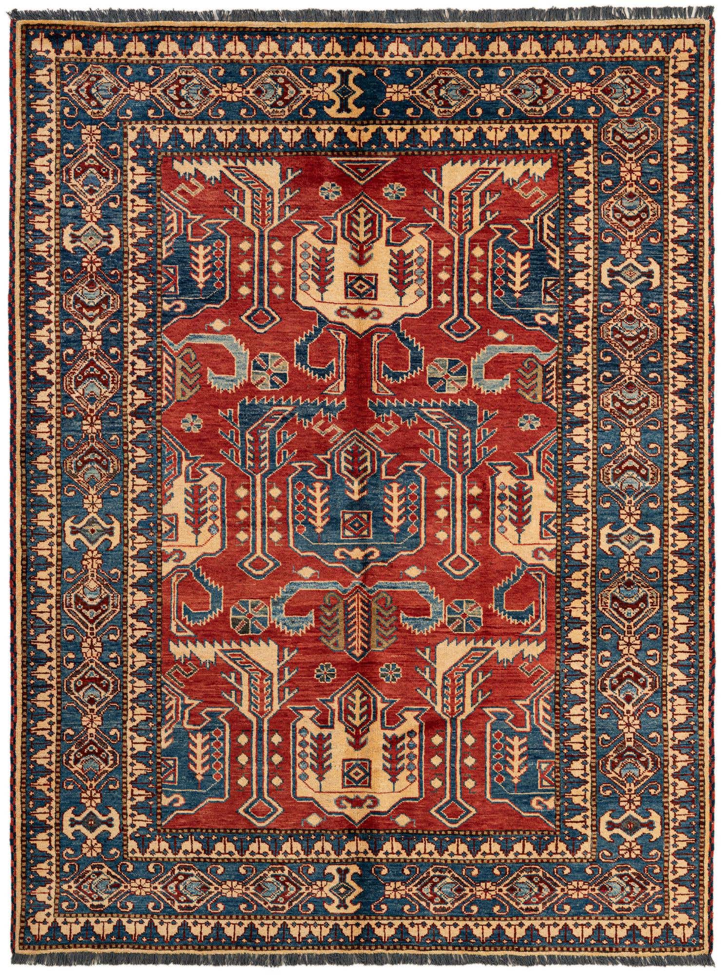 5' 2 x 6' 9 Hand Knotted Kazak Wool Rug