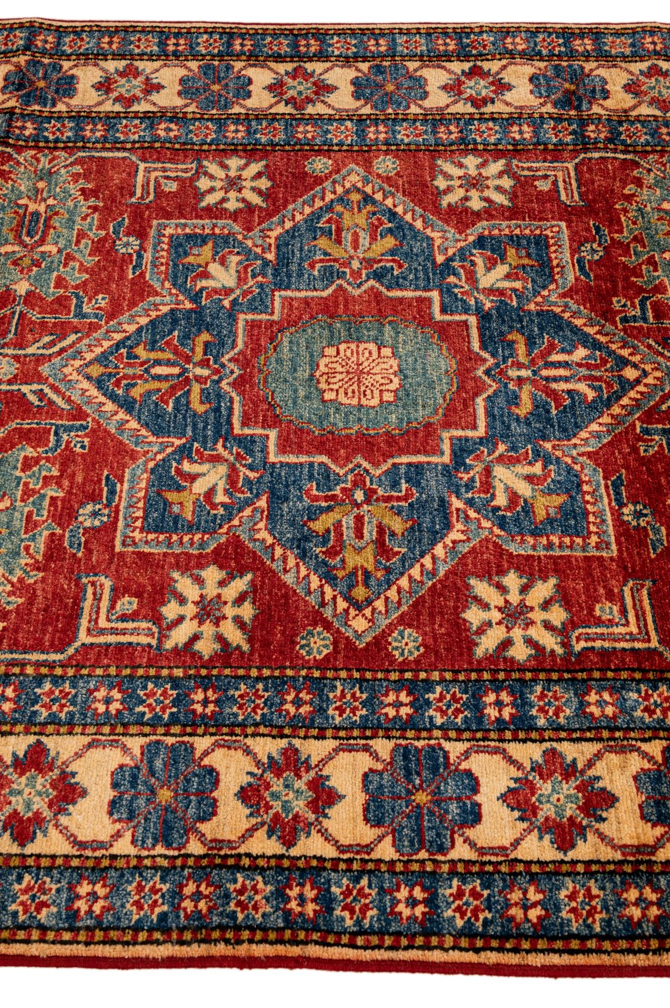 4' 6 x 6' 10 Hand Knotted Kazak Wool Rug