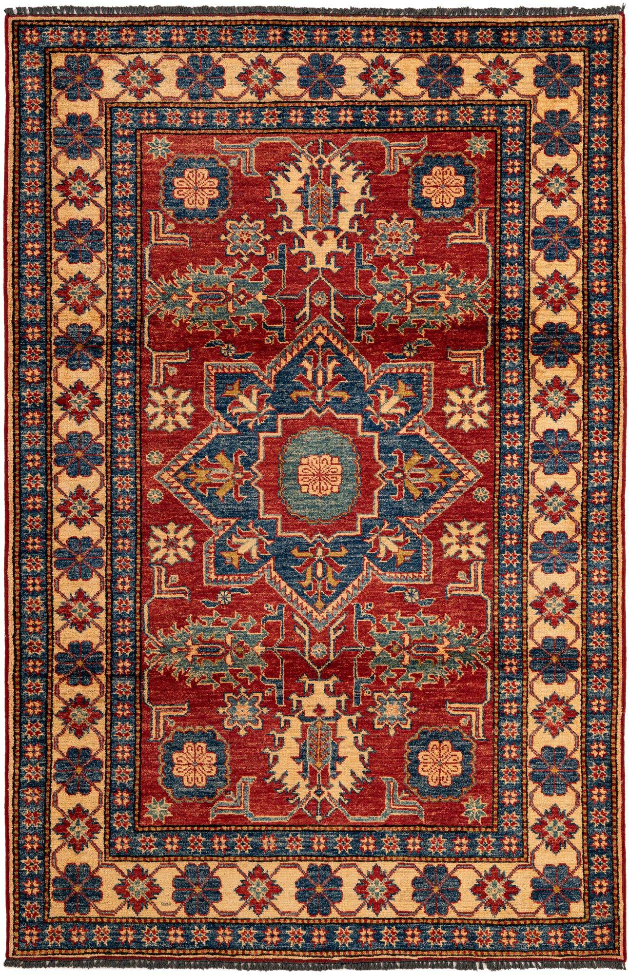 4' 6 x 6' 10 Hand Knotted Kazak Wool Rug