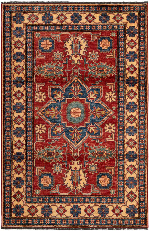 Detail image of 4' 6 x 6' 10 Hand Knotted Kazak Wool Rug