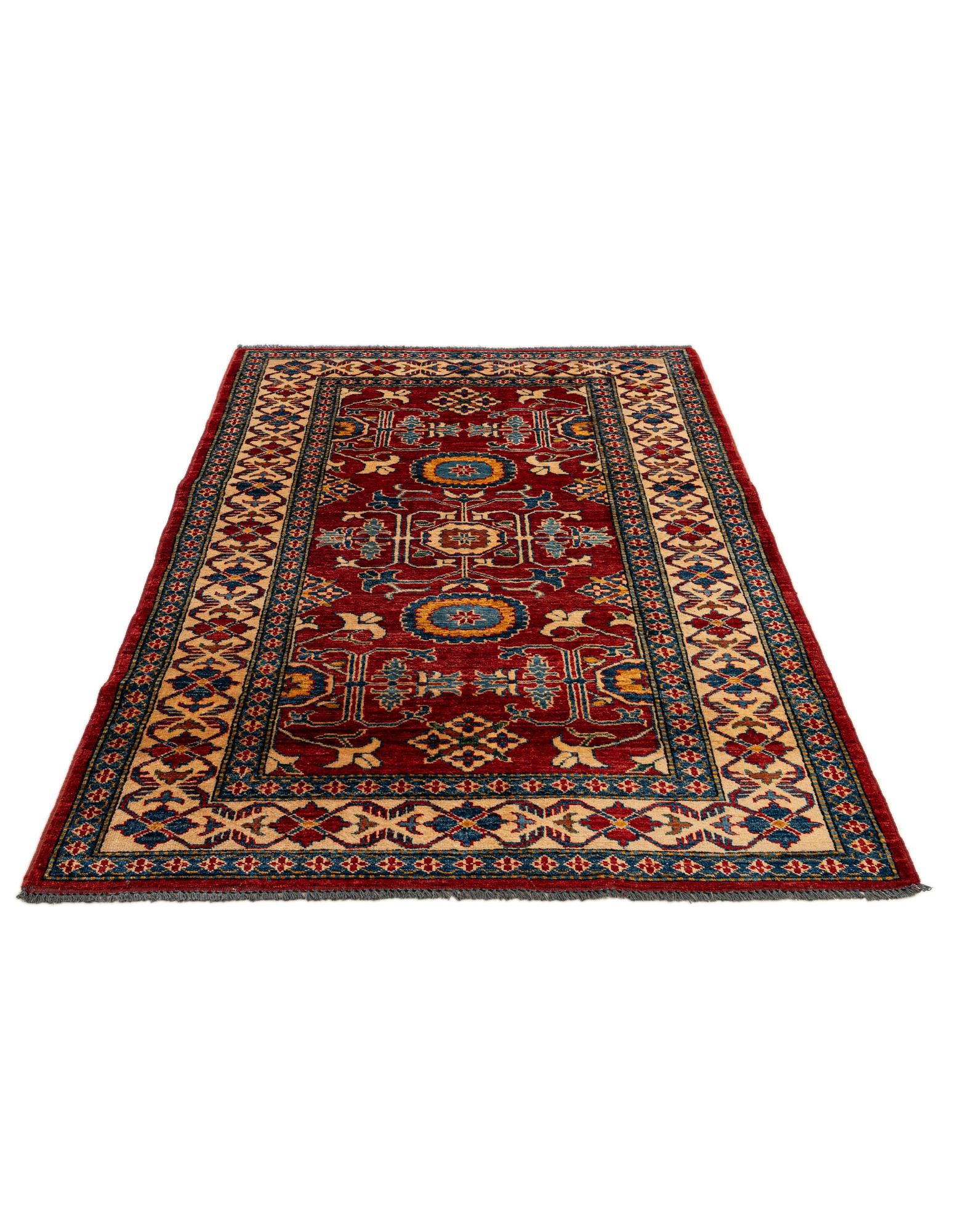 4' x 6' Hand Knotted Kazak Wool Rug
