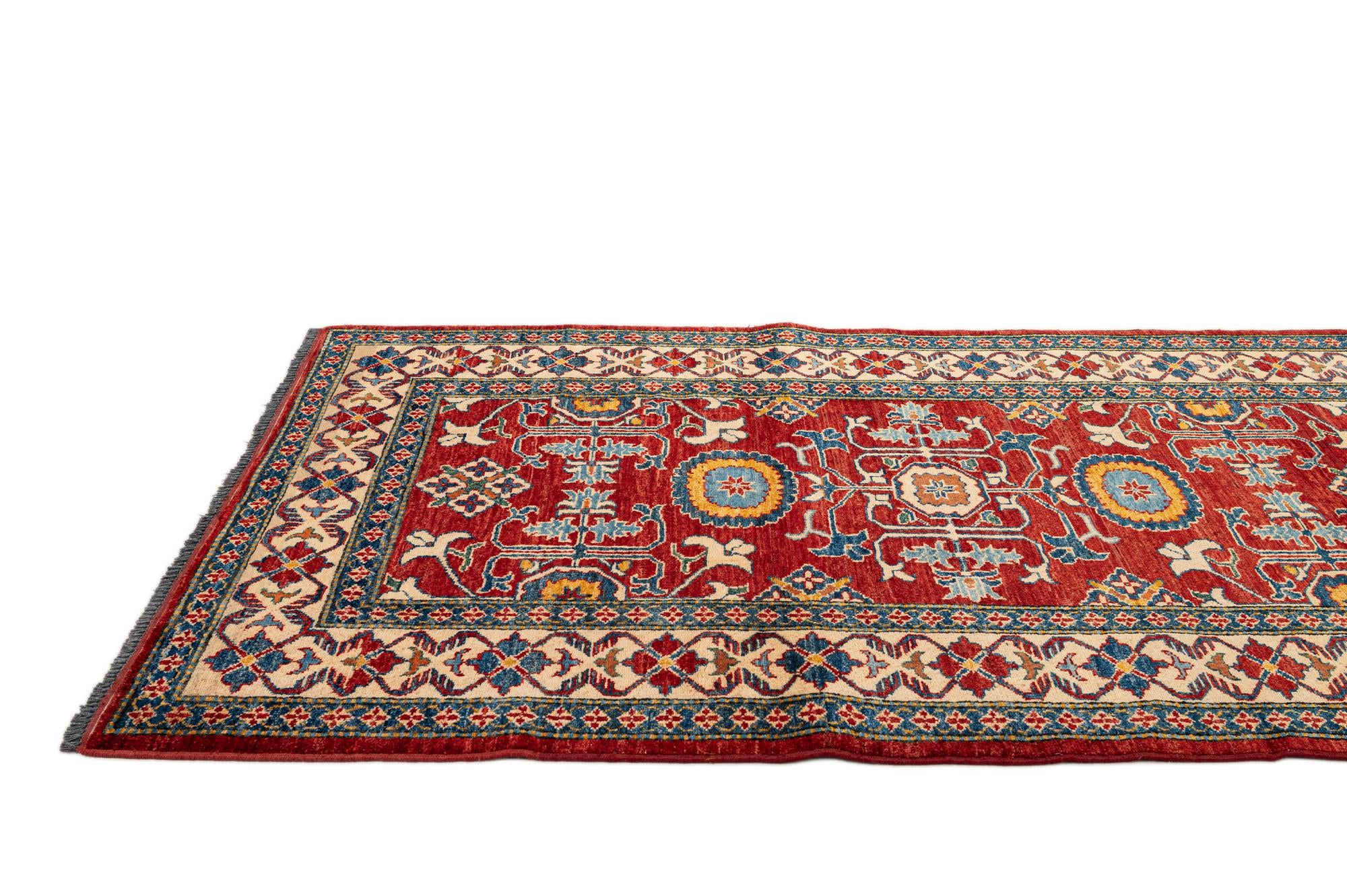 4' x 6' Hand Knotted Kazak Wool Rug