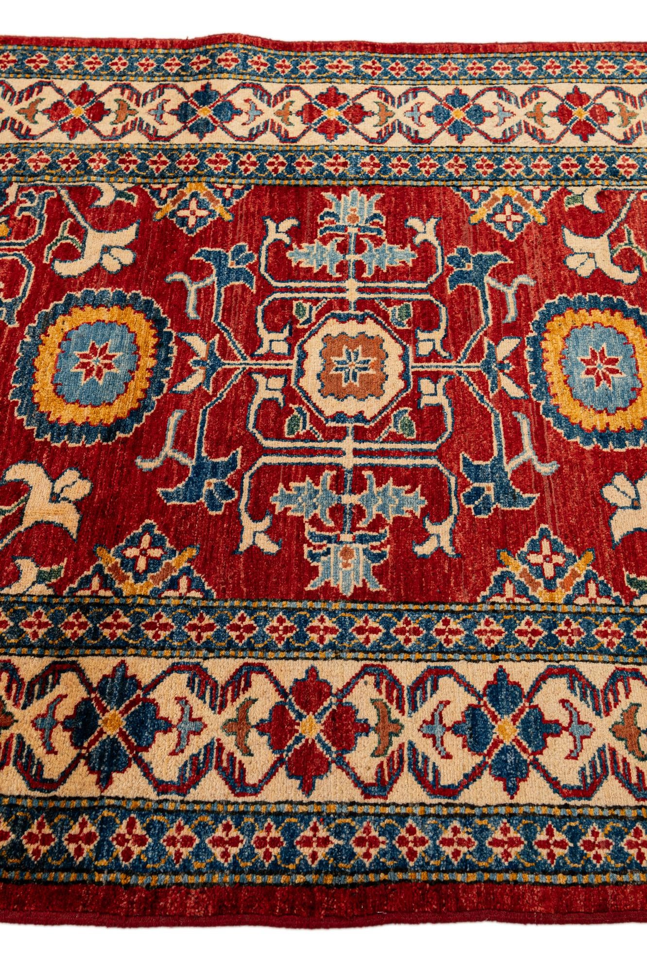 4' x 6' Hand Knotted Kazak Wool Rug