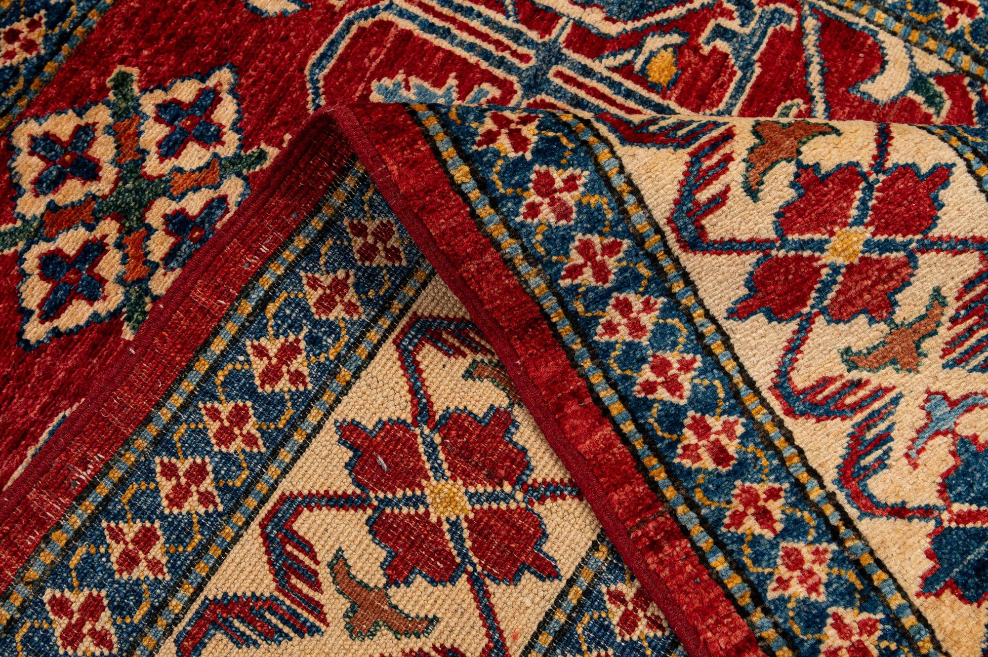 4' x 6' Hand Knotted Kazak Wool Rug