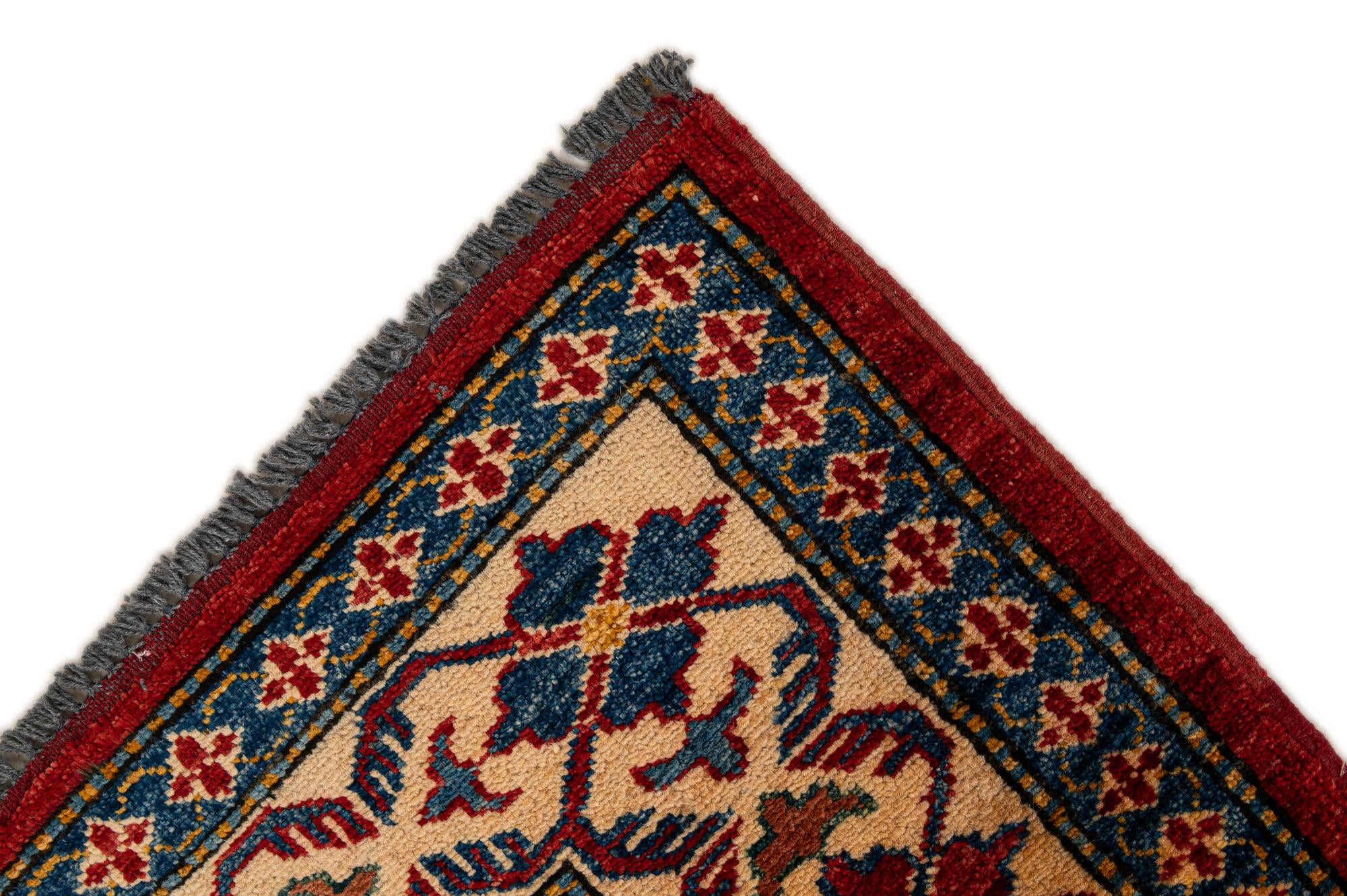4' x 6' Hand Knotted Kazak Wool Rug