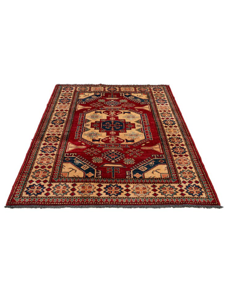 Detail image of 4' 2 x 5' 11 Hand Knotted Kazak Wool Rug