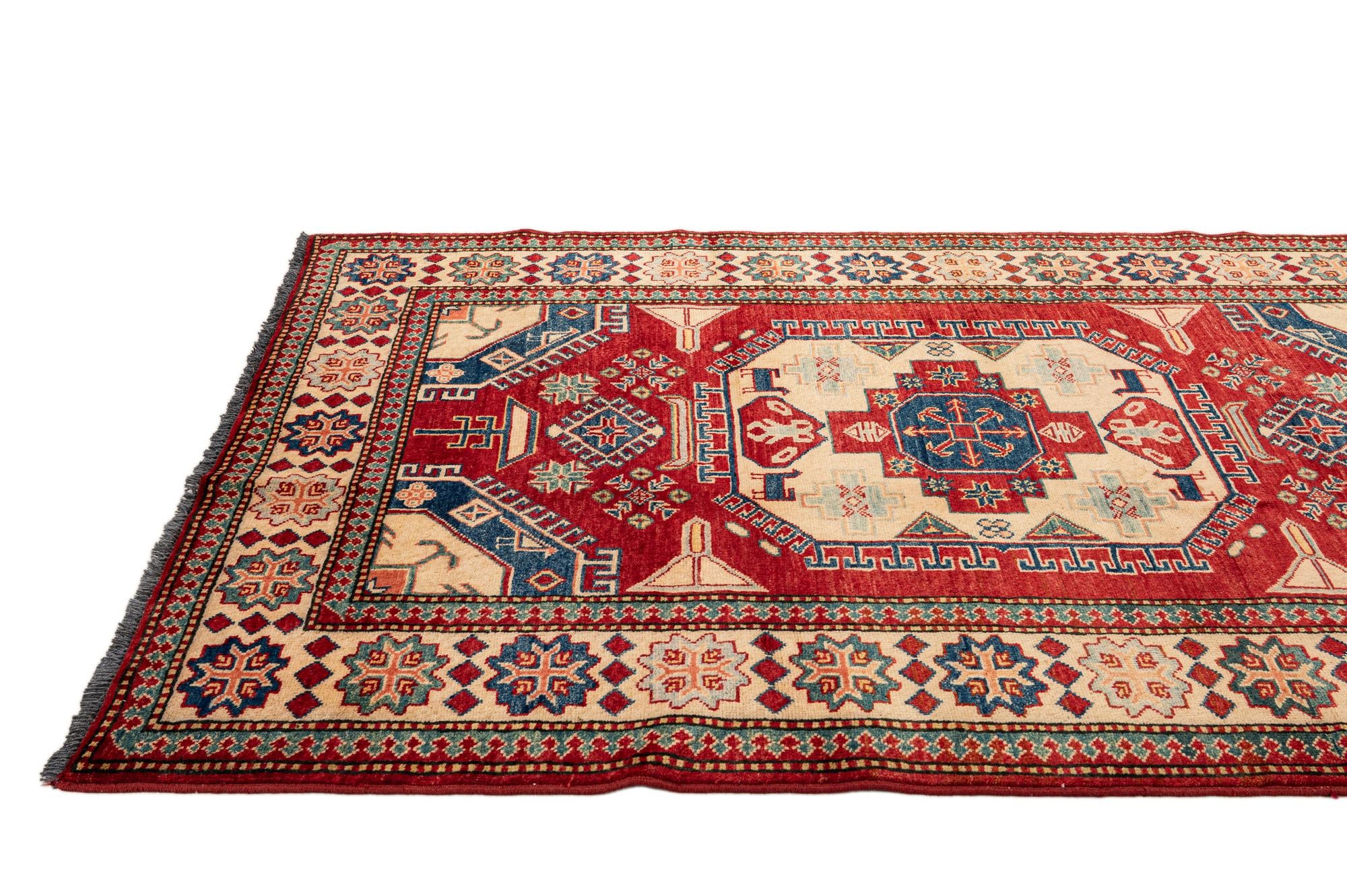 4' 2 x 5' 11 Hand Knotted Kazak Wool Rug