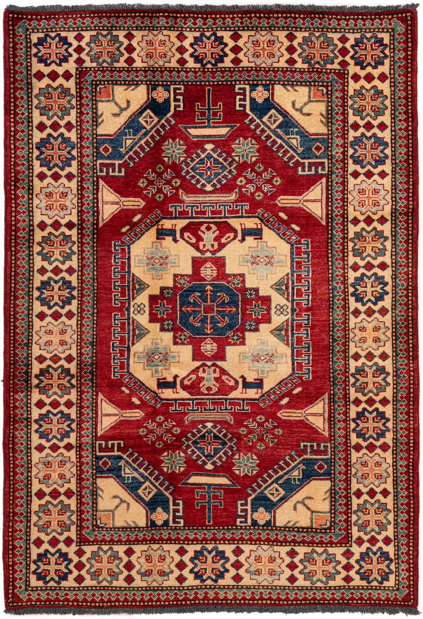 4' 2 x 5' 11 Hand Knotted Kazak Wool Rug
