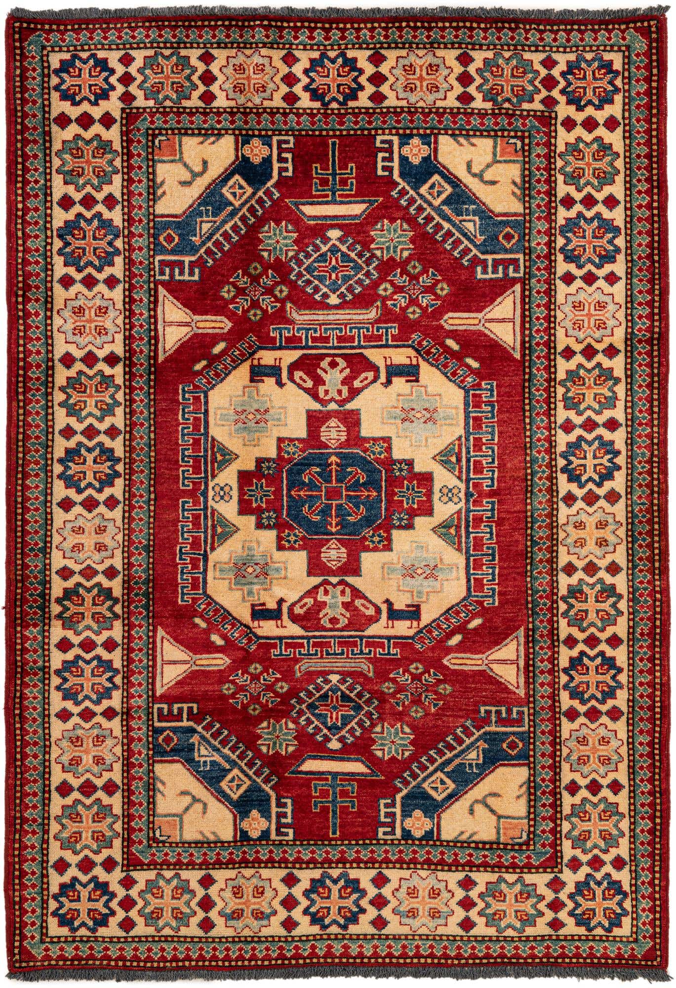 4' 2 x 5' 11 Hand Knotted Kazak Wool Rug