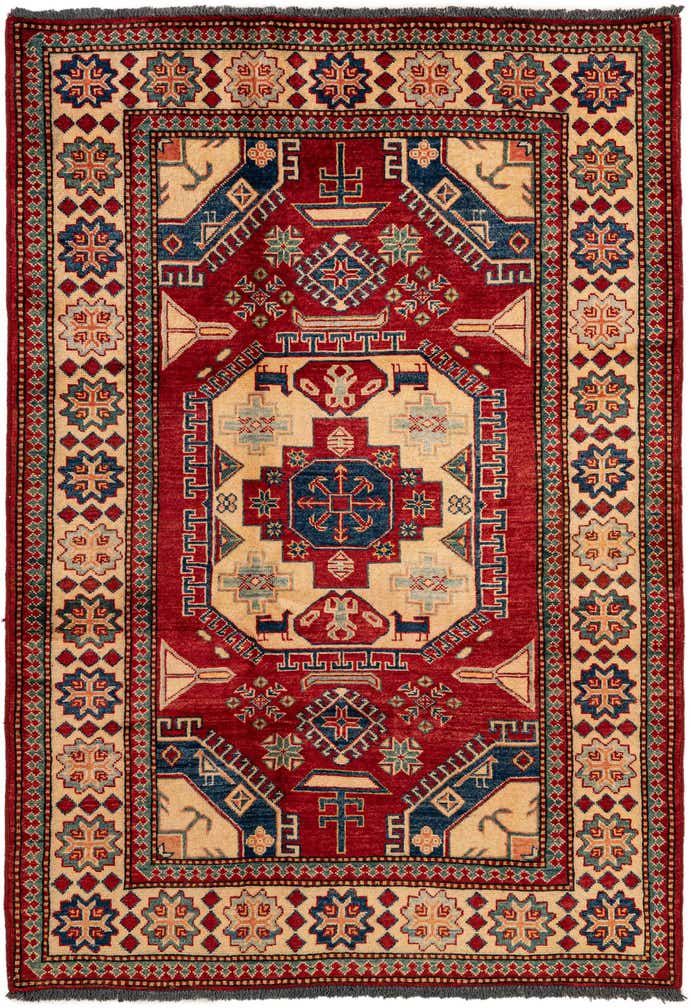 4' 2 x 5' 11 Hand Knotted Kazak Wool Rug